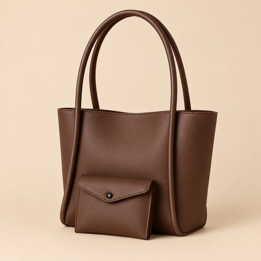 2 PC CHOCHLAT BROWN TOTE