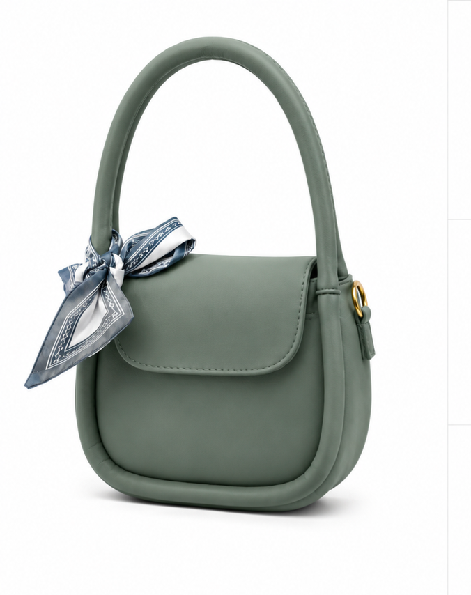 Tie with Scarf Crossbody Bag Grey
