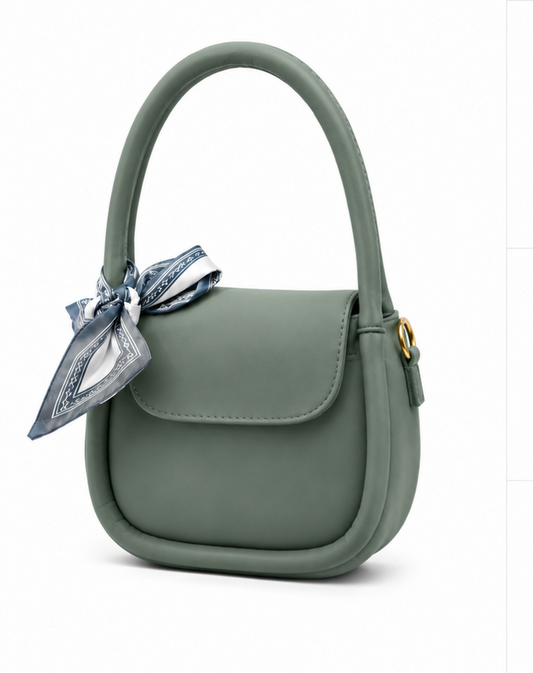 Tie with Scarf Crossbody Bag Grey