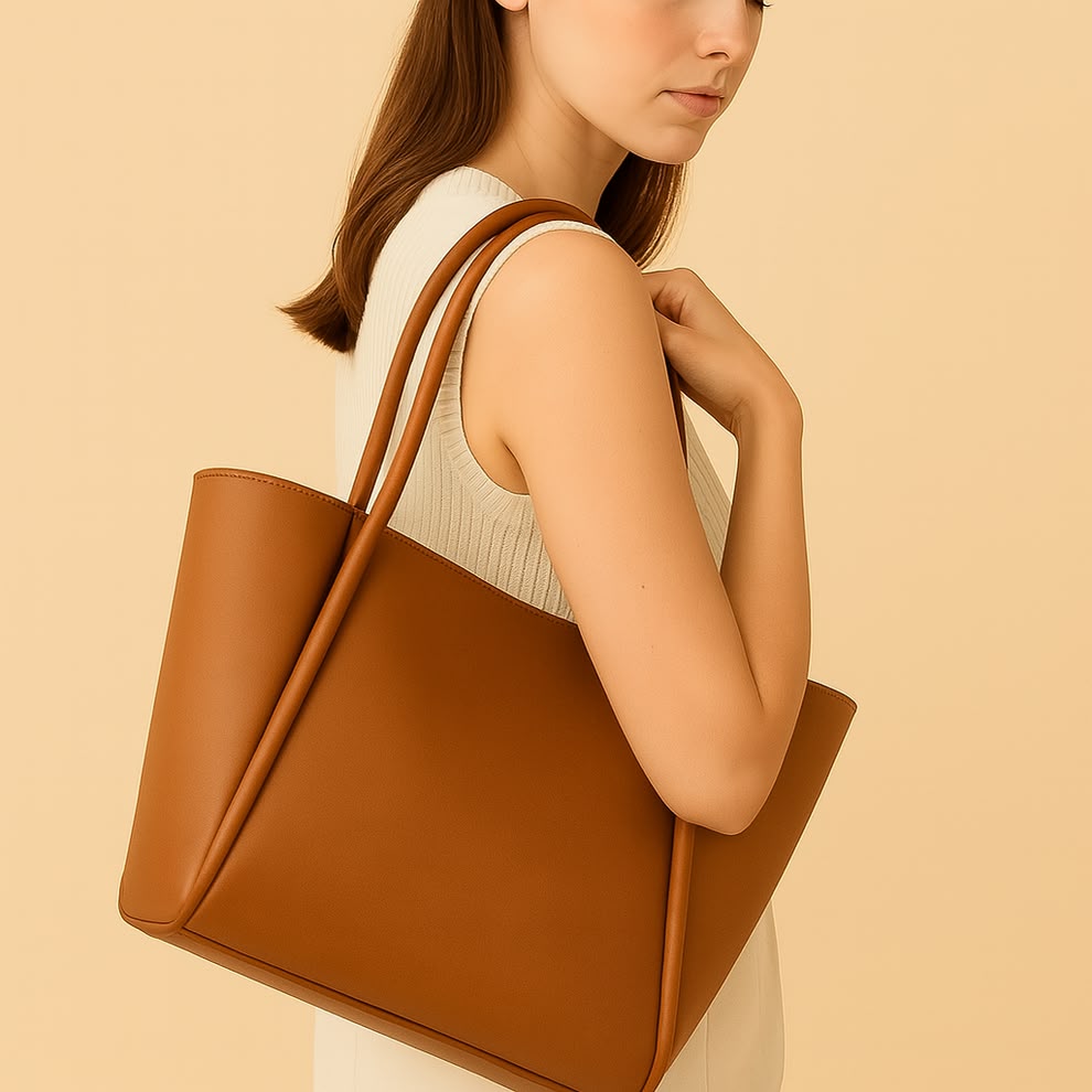 2 PC BROWN TOTE