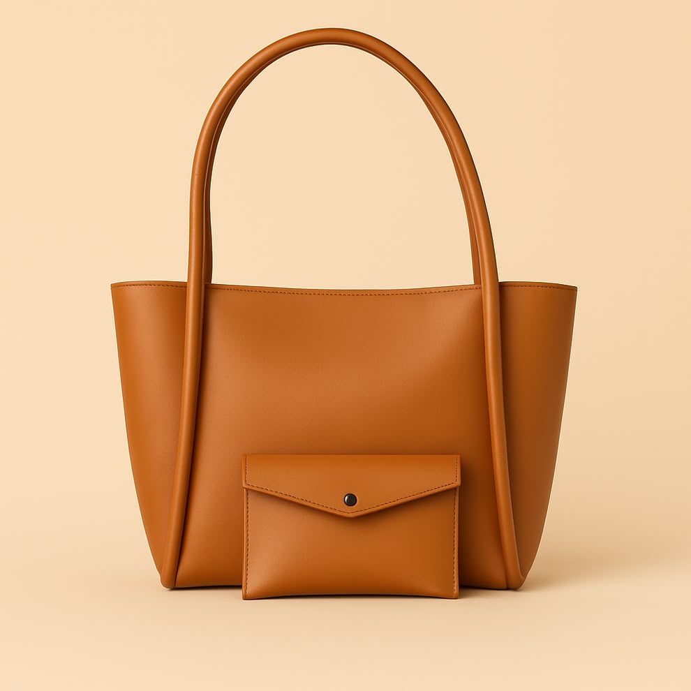 2 PC BROWN TOTE